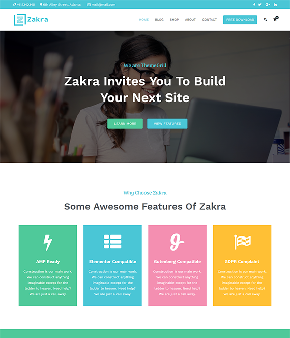 Zakra Business WordPress Theme 