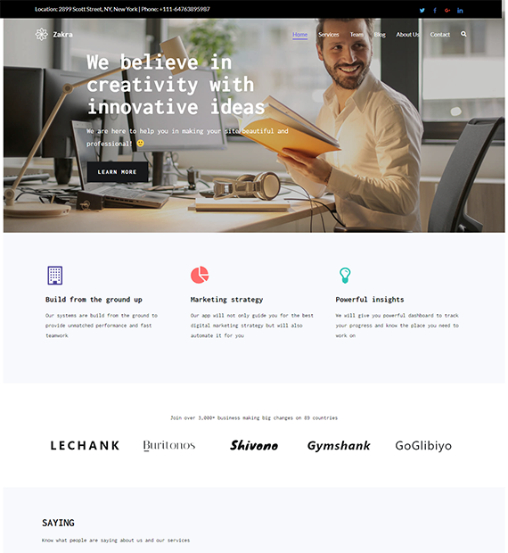 Zakra Business WordPress Theme