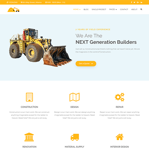 Zakra Construction WordPress Theme