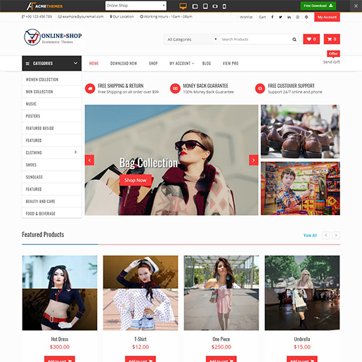 online shop free wordpress theme