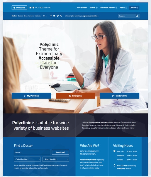 PolyClinic WordPress Theme-Best Accessibility WordPress Theme