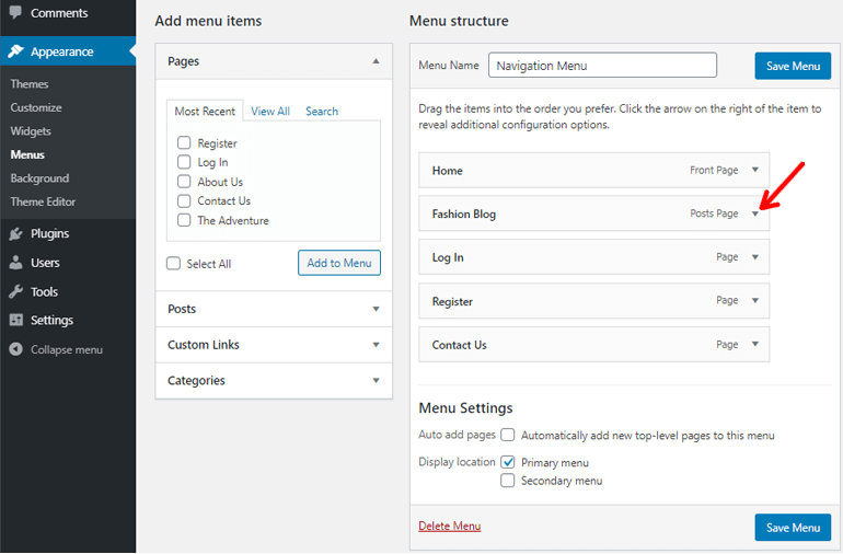 Adding a new WordPress menu item - Easy WP Guide