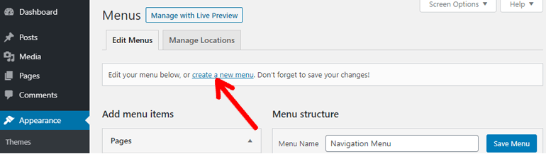 Create a New Menu Link