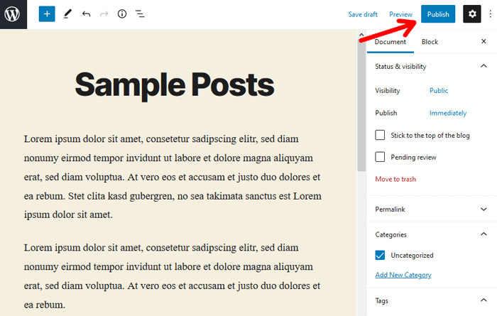 Publish Sample Post