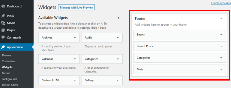 Twenty Twenty One Widget Areas