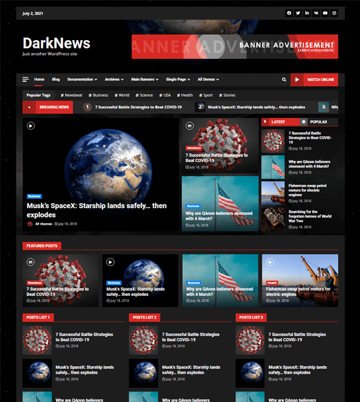 DarkNews Theme Demo