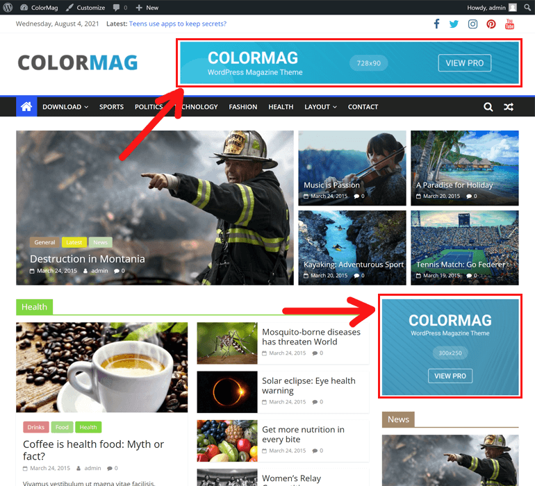 How to Place Ads in WordPress Using ColorMag Theme