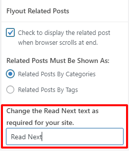 Read Next Text for Flyout Related Posts