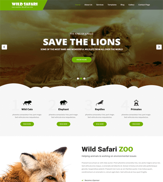 Wild Safari Free Pet WordPress Theme