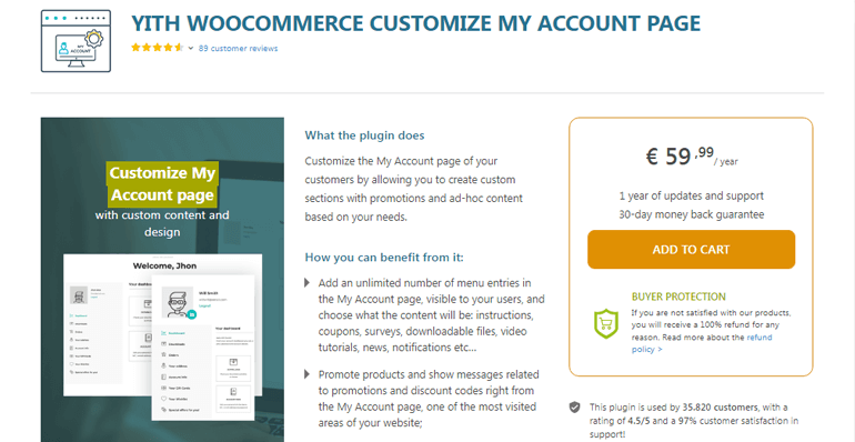 YITH WooCommerce My Account Page Plugin