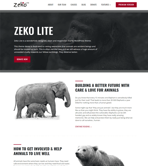 Zeko Lite Free WordPress Animal Theme