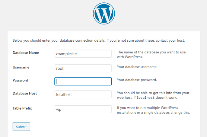 WordPress Database Details