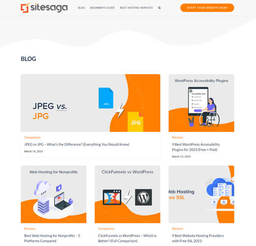SiteSaga Blog Page