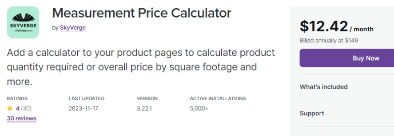 Measurement Price Calculator WooCommerce plugin for dimensions, square footage, volume, and weight
