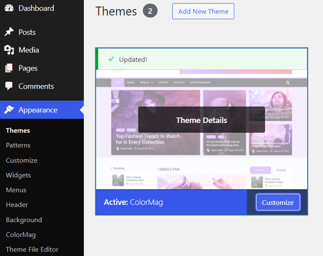 Updated ColorMag Theme